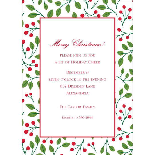 Red Christmas Berries Invitations